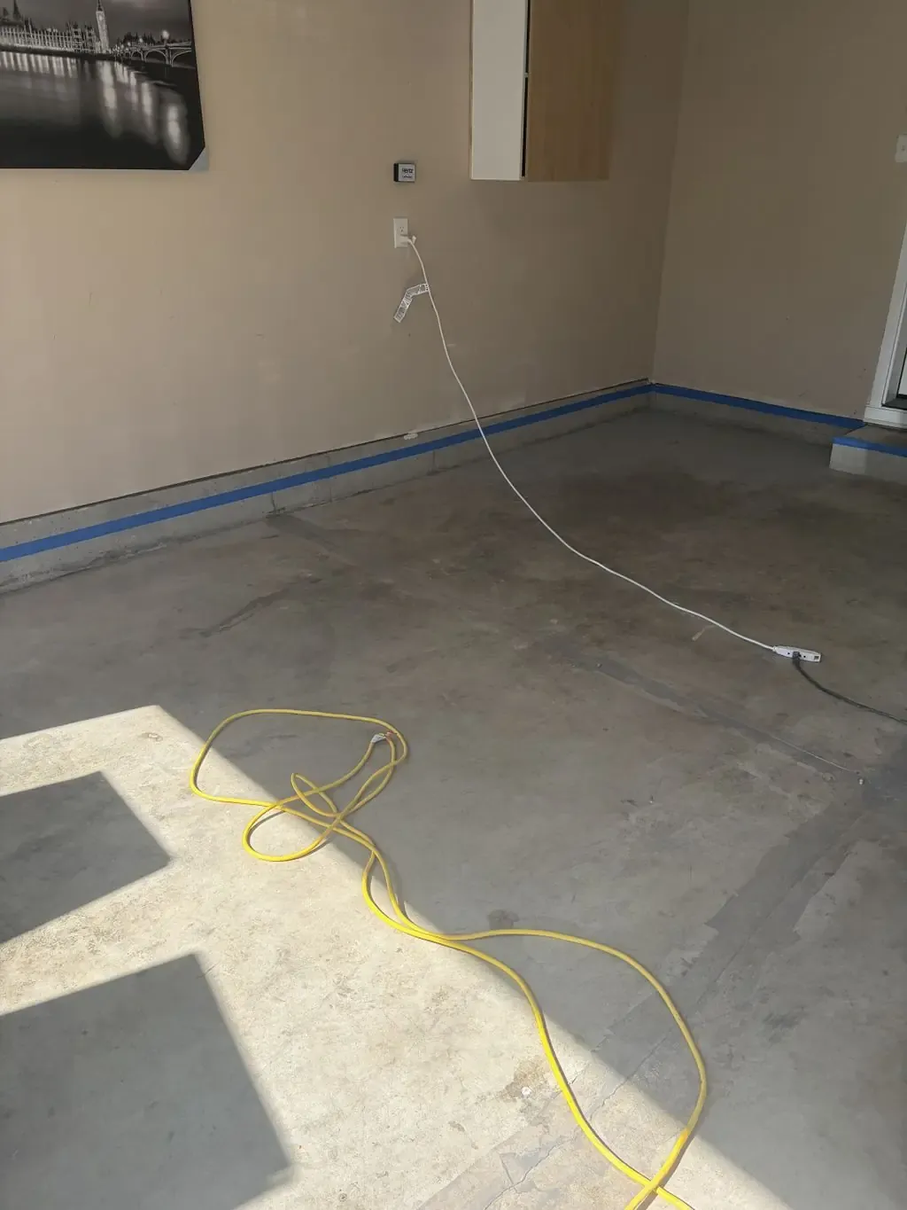 Garage floor prepared for an epoxy coating