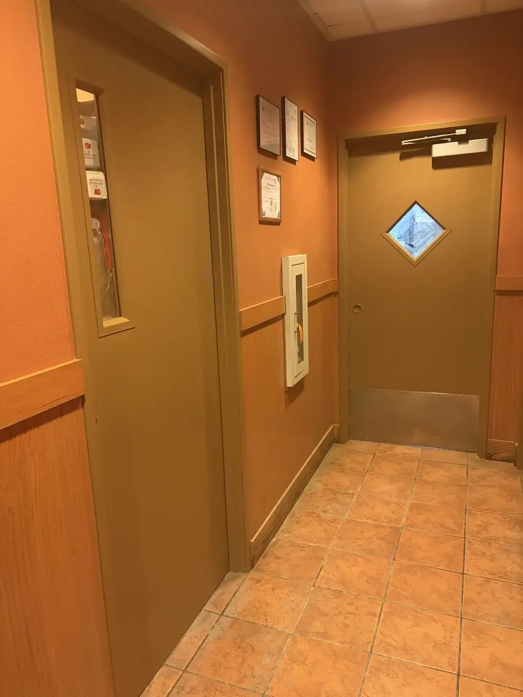 Hallway with freshly painted walls, trim and doors